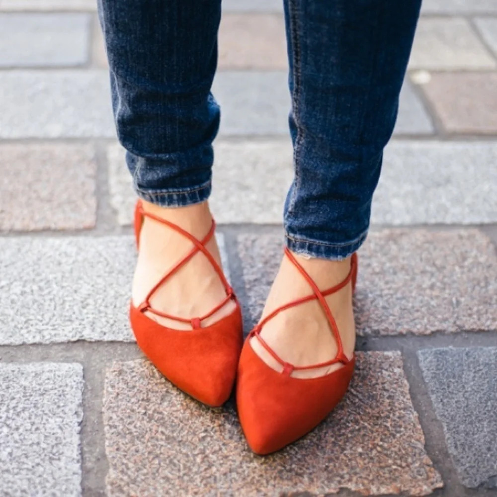 NWOT Stuart Weitzman Red Suede Gilligan Lace Up Flats 6M